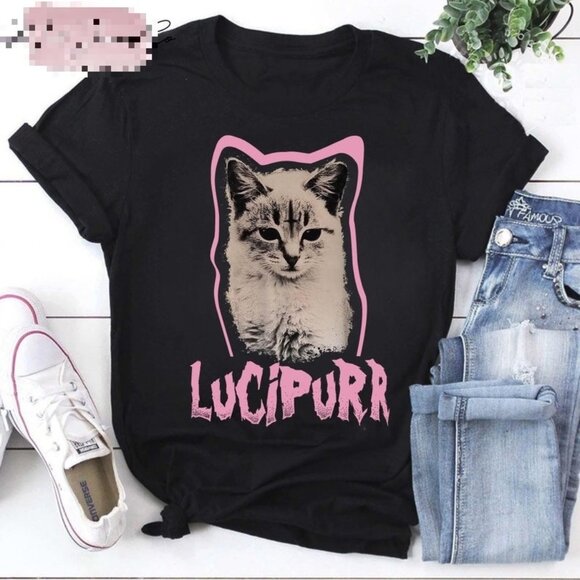 Grimesme Other - Lucipurr Shirt, Demon Cat Shirt, Funny Cat Shirt